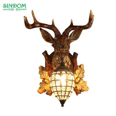 China Simulation Antler Shaped Design Animal Deer Shaped Resin Led Decorative Wall Lamp For Home Decor for sale