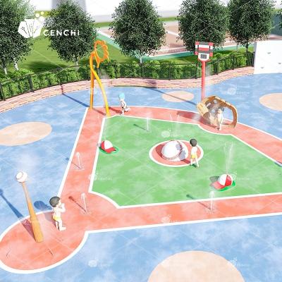 China Commercial Cenchi hotel fiberglass resort platform jet fountain ball wet base sport theme outdoor aqua playground with water park for sale