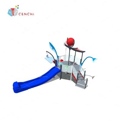 China Cenchi Hotel Resort Deck Water Park Fiberglass Playground Sprinkler Water Park Features Outdoor Wet Commercial Wading Pool Pool Slides for sale