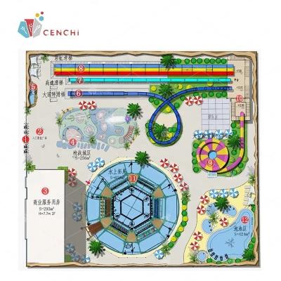 China Cenchi 2D Fiberglass Hotel Resort Wet Deck Planning Design Laout Sprinkler Features Aqua Park Splash Pad Outdoor Playground for sale