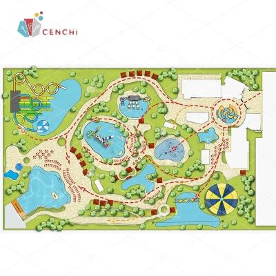 China 2D Fiberglass Cenchi Planning Design Deck Ground Spray Water Fountain Commercial Wet Outdoor Bubble Pool With Slide Splash Area for sale