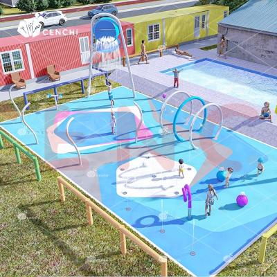 China Commercial Outdoor Fiberglass Cenchi Portugal Deck Aqua Playground Wet Sprinkler Features Hotel Resort Wading Pool Public Water Play Pads for sale