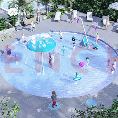 China Fiberglass Cenchi Public Design 3D Deck Ground Spray Water Fountain New Zealand Wet Outdoor Splashing With Slide Aqua Splash Pad Pool for sale