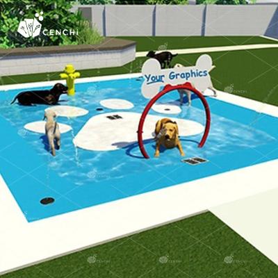 China Fiberglass Cenchi Pet Training Water Park Equipment Agility Water Play Fountain Playground Dog Park With Splash Pad for sale