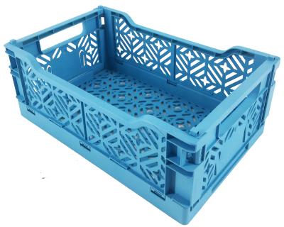 China Hot Sale Small Collapsible Foldable Mesh Storage Box Basket Plastic Crates for sale