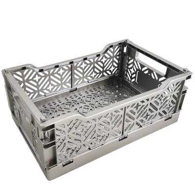 China Hot Selling Small Collapsible Storage Box Basket Collapsible Plastic Crates for sale