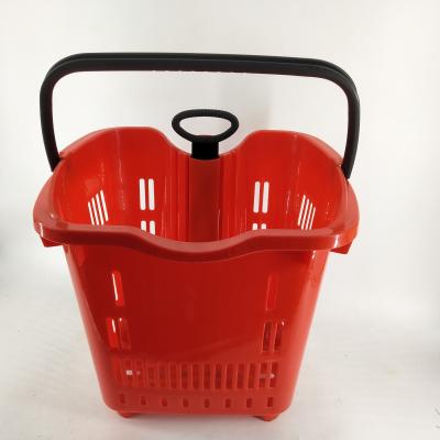 China PP With Force Exported Agent Single Handle Cosmetic Store Mini Supermarket Shopping Baskets Plastic Folding Small Logo Customized for sale