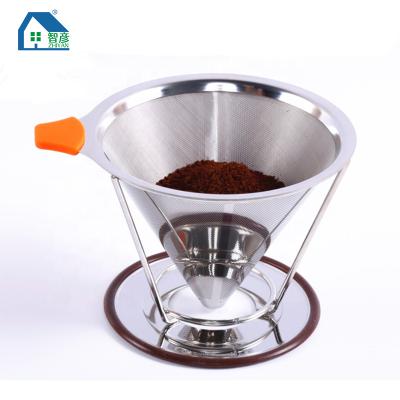 China Hot Stocked Amazon Selling Stainless Steel Coffee Strainer Coffee Dripper Coffee Filter Holder for sale