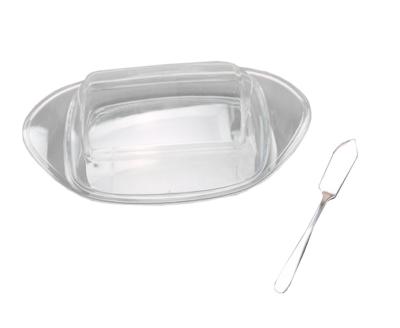 China Modern high quality plastic butter dish with lid and knife for sale