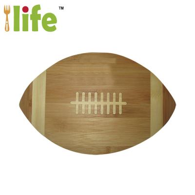 China Wholesale American Football Cutting Board Rugby Shape Sustainable Bamboo Board Kitchen Cheese Board for sale