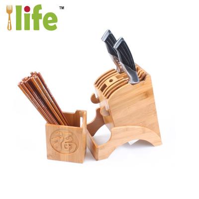 China Sustainable Bamboo Knife Rest Spoon Rest Kitchen Fork Holder Knife Block for sale