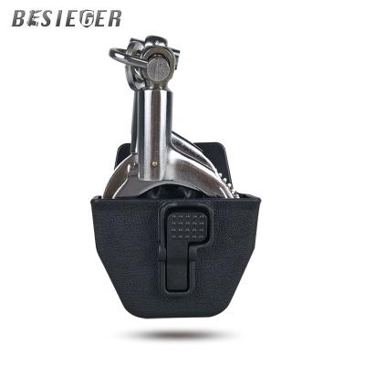 China Rotation function design with open button handcuff high quality nylon rigid plastic holster, rotating fixed band, index finger opening tactical handcuff holster for sale