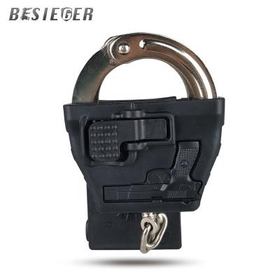 China Rotation function design with open button turning adjustable fixed index finger opening handcuff sleeve, high quality handcuff holster for sale