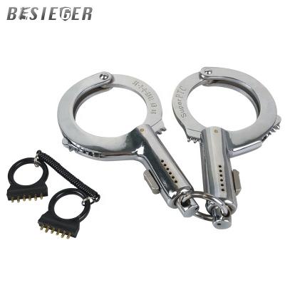 China High Strength Metal Carbon Steel Reinforced Cylindrical Handcuffs, Spring Less Bullet Lock, Carbon Steel Police Handcuffs for sale