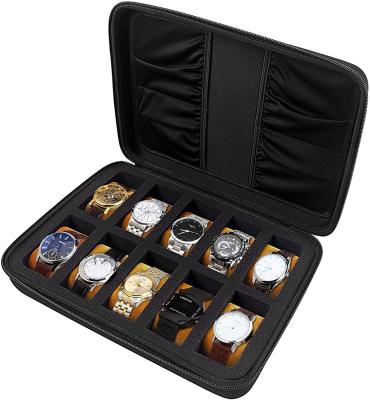 China PU+ EVA EVA Watch Case 10 Slot Male and Female Display Shelving Storage Watch Accessories Pocket Watch Cuff Links Jewelry Case for sale