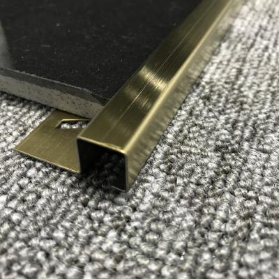 China Cheaper Price Gold Polish Metal Square Shape Decoration Trim SS Tile Edge Trim Stainless Steel Tile Profile for sale