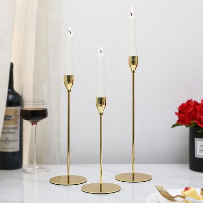 China Fashional C-CDS001 Wholesale 3PCS/SET Candlestick Stand Metal Candlestick Tapered Candlestick Holder For Wedding Home Decoration for sale