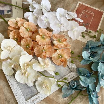 China Fashional D-OR001 Sale White Orchids Blue Orchid Stem Silk Artificial Phalaenopsis Wholesale Simple Whole Flowers For Wedding Decor for sale