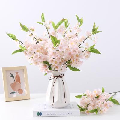 China Fashional D-PE001 Whole Sale Modern New Design Artificial Silk Peach Flower For Wedding Home Decor for sale