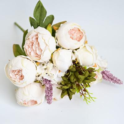 China M90 Eco-friendly wholesale 13 main peonies artificial flowers small fade bakerpure peony bunch for home decor wedding decoration for sale