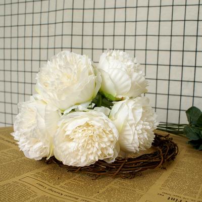 China M89 eco-friendly wholesale 5 head preserved silk fade bakerthistle peonies artificial flower bunches peony for sale