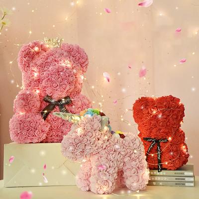 China Wholesale Eco-friendly Unicorn Rose Teddy Bear Rose Bear With Foam M87 Box Gift 40cm 25cm 70cm Valentine's Day Gift for sale