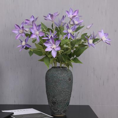 China Home Decor Clematis Artificial Flower Indoor Living Room Silk Flower Bouquet Silk CL001YB Home Decor for sale