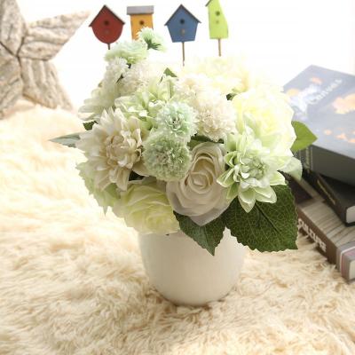 China Korean Fashional Dahlia Rose Bunch Artificial Flower Roses Decorative Flowers For Home Decor for sale