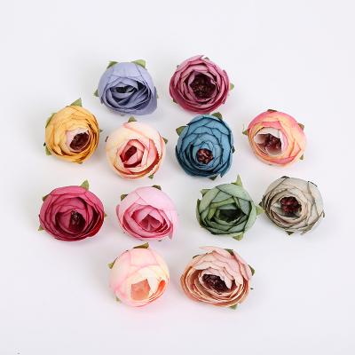 China O-X330 DIY Eco-friendly Wholesale Silk Flower Heads For Wedding Flower Wall Decorative Plant Cheap Artificial Flowers Head White Rose Peony for sale