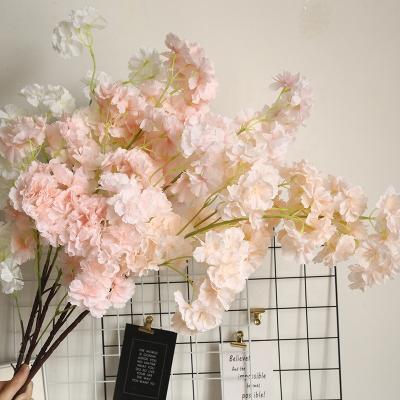 China Factory Wholesale Eco-friendly Fake Cherry Blossom Bouquets Simulation Silk Flowers Artificial Flowers O-X0095 For Wedding Decoration for sale