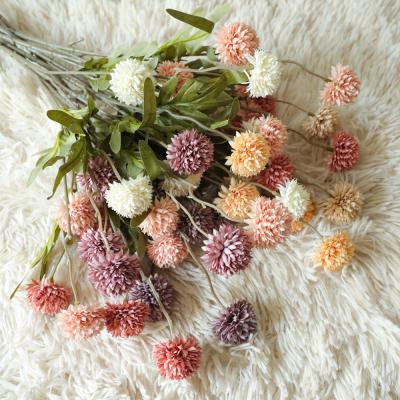 China Simple Artificial Flower Balls Dandelion Stem Dandelion O-X0113 Artificial Flower Balls Branches Faux Green Plants 5 Heads Eco-friendly for sale