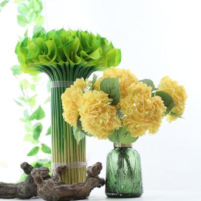 China Fashional C-H003 Wholesale High Quality Artificial Silk Real Touch Yellow Hydrangea For Wedding Decoration for sale