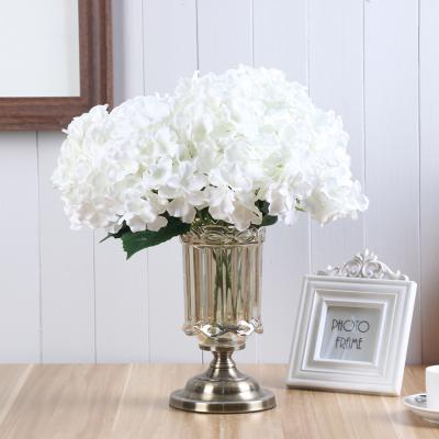 China D-H004 Large White Silk Hydrangea Silk Wedding Flowers Artificial D-H004 For Wedding Centerpieces Home Decor for sale