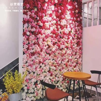 China Wholesale Eco-friendly Wall Backdrop Wedding Wrap O-W002 3D Silk Fabric Artificial Flowers Wall For Baby Shower Wedding Decoration for sale