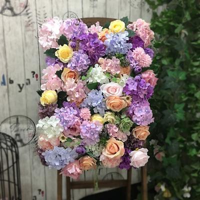 China Wholesale Beautiful Colorful Flower Rose And Hydrangea Wedding Backdrop Artificial Silk Flower Wall A-HQ022 For Decoration for sale