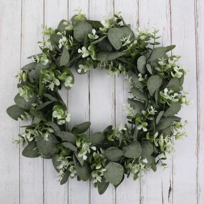 China Fashional C-AE006 Artificial Wreath Eucalyptus Leaves Garland Grass Ring Door Decoration Mini Eucalyptus Spring Wreath for sale