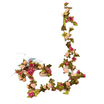 China Eco-friendly Cheap Artificial Flower Vine Fake Hanging Green Plant Garden Roses Decorative Peonies Flower Ivy Vine Garland for sale