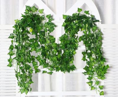 China Hanging O-X268 Hot Selling Decorative Eco-friendly Plants Real Touch Plastic Green Vines Ivy Vine Leaves Garland Artificial Vine For Decor for sale