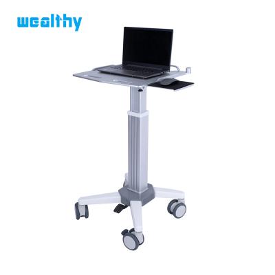 China Contemporary In-Rich Hospital Trolley Medical Mobile Cart For Laptop Notebook With Gas Spring Lift Device And Handle for sale