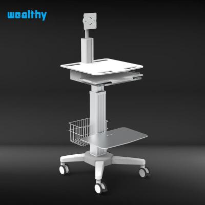 China Aluminum Alloy MA-Hospital Trolley Hospital Workstation Computer Cart With Medical Mute Wheels for sale