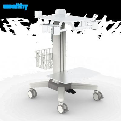 China Contemporary Ultrasound Trolley With Two Platform Mobile Ultrasound Trolley Hospital Trolley Adjust Height for sale