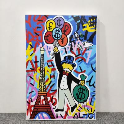 China Cheap Art Oil Painting Wall Painting Decoration Graffiti Pictures Money Modern Creative Cartoon Canvas Old Man Fashion Pop Art for sale