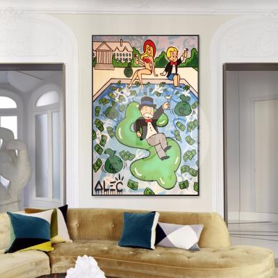 China Pop Art Modern Canvas Oil Painting Modern Man At The Dollar Pool With Lady Hand Painted Picture For Kids Wallpaper Home Decoration for sale