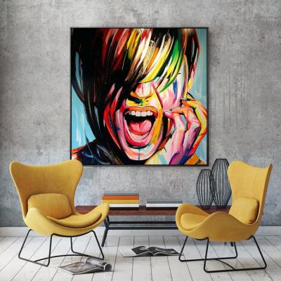 China Modern Abstract Palette Knife Portrait Women Face Acrylic Painting People Other Paintings Wall Art Picture Cuadros Graffiti Art for sale