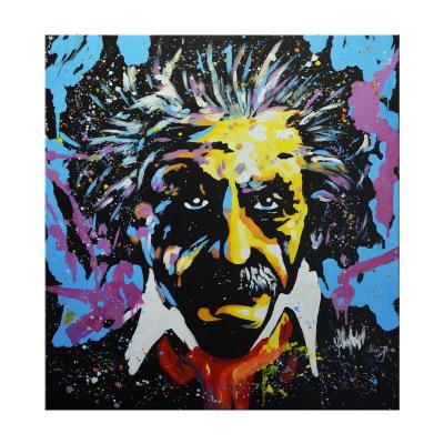 China Modern Alec Pop Art Oil Painting On Canvas Einstein Portrait Graffiti Art Wall Decor Hand Paintings For Living Room Home Decor for sale