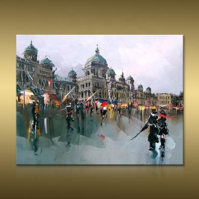 China High Quality Hand Painted Modern Abstract Cityscape Oil Painting Pop Art Canvas Painting Modern for sale