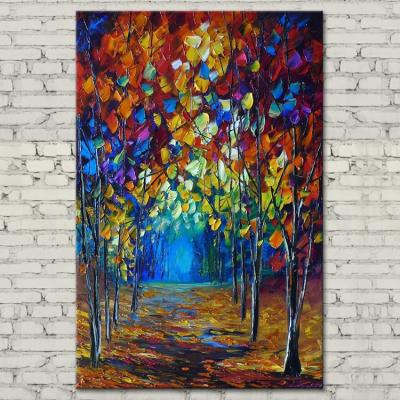 China Modern Impressionism Abstract Leaves Cityscape Oil Painting Dropped Hand Painting On Canvas Wall Art Decoration for sale