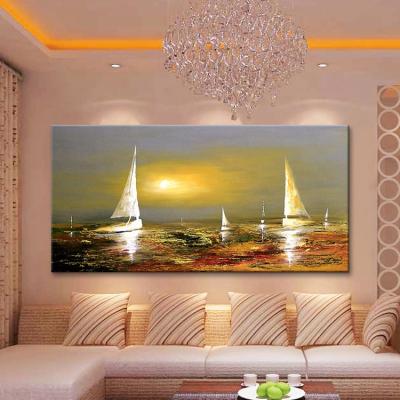 China Modern Seascape Sea And Sailing Boat Oil Painting On Canvas By Hand Painted For Home Decoration Wall Art Pictures for sale