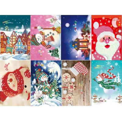 China Modern 5D Diamond Painting Christmas Greeting Cards DIY Diamond Santa Claus Paintings for Christmas Gift Handcrafted Party Card for sale