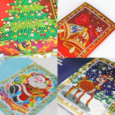 China Modern Christmas Santa DIY 5D Diamond Painting Greeting Cards For Xmas Gift 4 Pcs Each Set Hand Made Cheap Hand Made Gift Kids Beautiful for sale